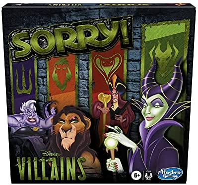 Hasbro Gaming Sorry! Board Game: Disney Villains Edition Kids Game, Family Games for Ages 6 and Up (Amazon Exclusive) , Green