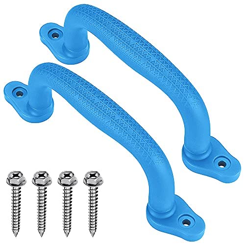 SELEWARE Playset Handles Playground Slide, Safety Hand Grips Bar for Outdoor Playhouse, Jungle Gym, Climbing Frame and Treehouse. Backyard Swing Set Accessories for Kids, Blue