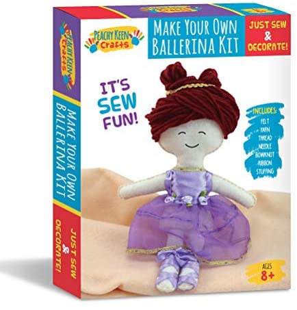 Ballerina Doll Making Kit - Stitch & Sew Your Own Stuffed Doll - DIY Craft Set for Kids