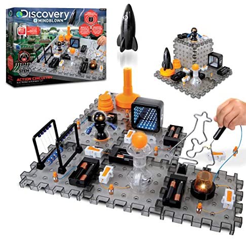 Discovery #MINDBLOWN Action Circuitry Electronic Experiment STEM Set, Build-it-Yourself Engineering Toy Kit, Explore the Science of Lights, Sounds & Motion, 6 Experiments, Great Gift for Kids Ages 8 +