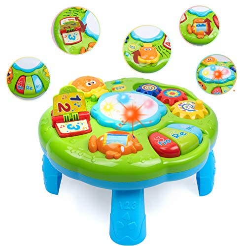 UNIH Baby Activity Table,Baby Toys Toddler Activity Learning Table Toys for 1 Year Old Boys Girls with Lighting & Sound for Infant 6 to 12-18 Months