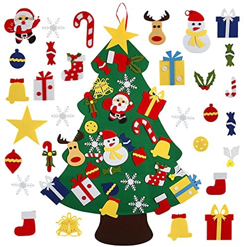 Advantez Felt Christmas Tree, DIY Christmas Tree，3.3ft&30pcs Ornaments, Felt Xmas Tree for Kids Toddlers Door Wall Hanging Home Supplies Christmas Party Decoration