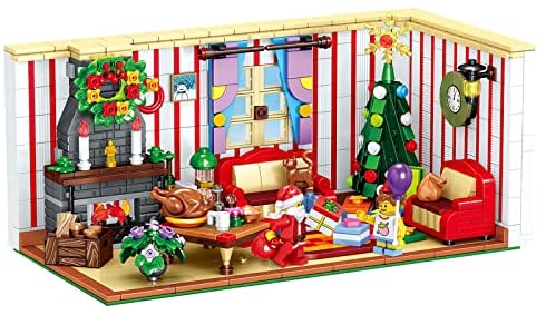 Building Blocks Sets Christmas Building Toys Building Sets Corner Garage Model House Building Kit Stem Toys Building Bricks Christmas Elf Toy(1207PCS)