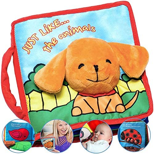 ToBe ReadyForLife Soft Baby Book, Touch & Feel Crinkle Baby Toy for Infants, Baby Stroller Toy, Cloth Book for Babies & Infants, Baby Toys 6 to 12 Months (Just Like…The Animals)