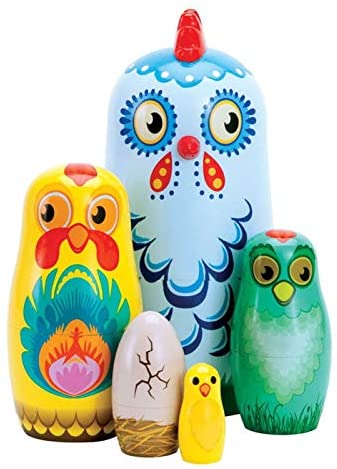 Heaven2017 5Pcs Chicken Shaped Russian Dolls Animal Nesting Dolls Matryoshka Stacking Dolls for Home Decoration Kids Gifts- 5pcs/Set