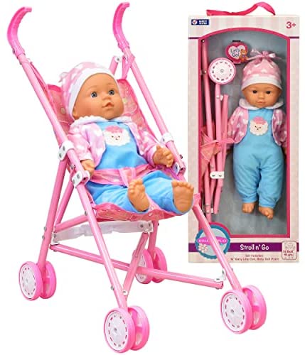 My First Baby Doll Stroller - Soft Body Talking Baby Doll Included Fun Play Combo Set for Babies Infants Toddlers Girls Kids
