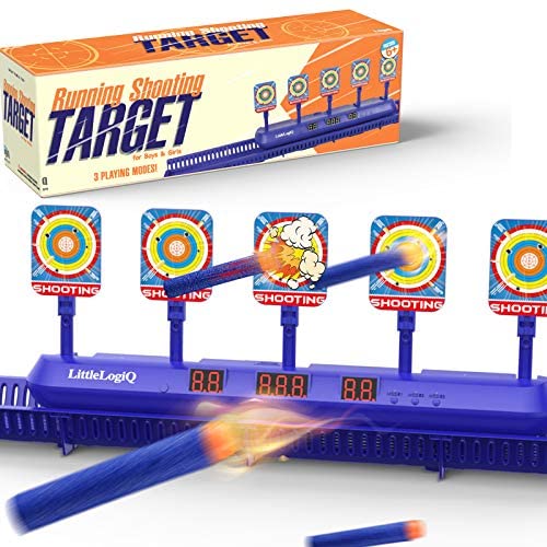 LITTLELOGIQ Electronic Shooting Target, Shooting Games for Kids, Toy for Age 5, 6, 7, 8, 9+ Year Old Boys Girls, Scoring Auto Reset Target, Ideal Gift Set, Compatible with Nerf Foam Guns