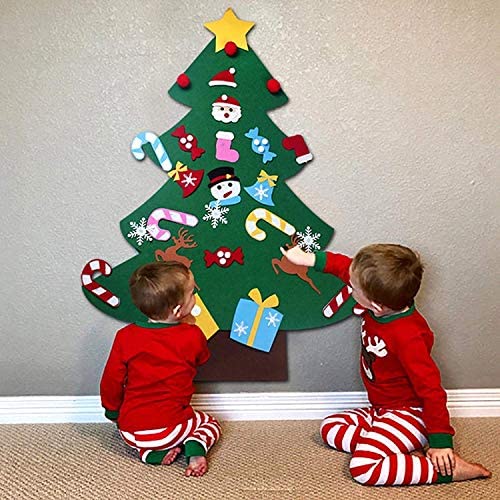 Joyyear DIY Felt Christmas Tree for Kids with Detachable Ornaments,New Year and Xmas Gifts Door Wall Hanging Christmas Tree Decorations …
