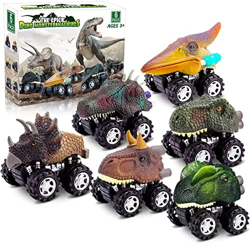 Dinosaur Toys for 3 Year Old Boys, Pull Back Dinosaur Toys for 5 Year Old Boy 6 Pack Set Car Toys for 4 Year Old Boys Christmas Birthday Gifts for Kids 1 2 3 4 5 6 Year Old Boys Girls