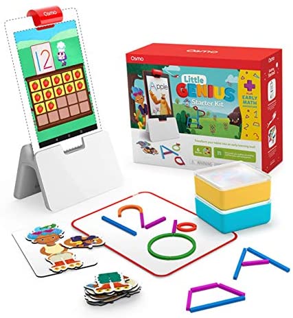 Osmo - Little Genius Starter Kit for Fire Tablet + Early Math Adventure-6 Educational Games-Ages 3-5-Counting, Shapes & Phonics-Christmas Toys-STEM Toy(Osmo Fire Tablet Base Included-Amazon Exclusive)