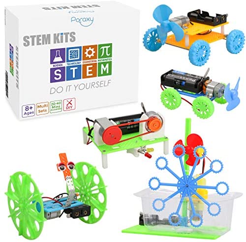 5 Set STEM Kit,DC Motors Electronic Assembly Kit for Kids DIY STEM Toys Intro to Engineering, Mini Cars, Circuit Building DIY Science Experiment Projects for Boys and Girls