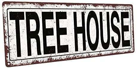 Homebody Accents TM Tree House Metal Street Sign, Rustic, Vintage
