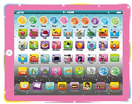 Wenbeier Kid Tablet/Learning Pad/Toddler Tablet with ABC/Word/Song/Music/Number Electronic Learning Pad Toy for Educational Preschool Boys & Girls 3-8 Years Old