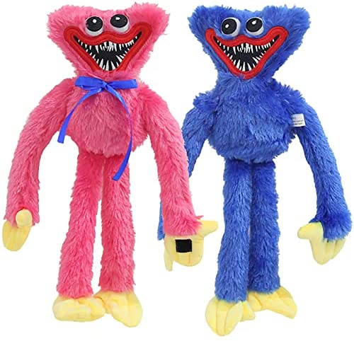 Poppy Playtime Huggy Wuggys Plush Toy, 15.8 inches Cartoon Game Plush Toy, Monster Horror Stuffed Doll for Fan’s Kids (Blue & Pink)