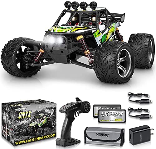 1:12 Scale Large RC Cars 36+ kmh Speed - Boys Remote Control Car 2WD Off Road Monster Truck Electric - All Terrain Waterproof Toys Trucks for Kids and Adults - 2 Batteries + Connector for 35+ Min Play