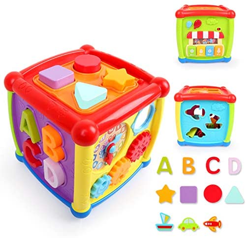 Aomola Baby Activity Cube Center Early Learning Educational Music Toys for Toddlers Flashing Shape Sorter for Babies Kids