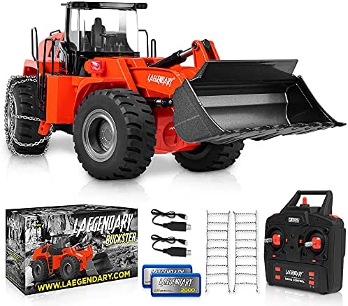 1:14 Scale 22 Channel Full Functional Remote Control Front Loader Construction Tractor, Full Metal Bulldozer Toy - Can Dig up to 3.5Lbs