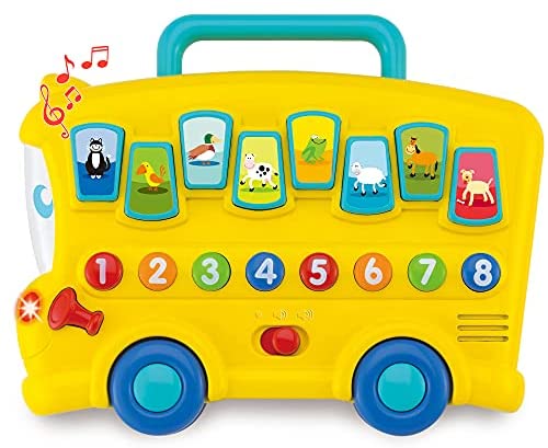 Baby Toy Bus with Songs, Animal Sounds and Numbers. Musical Toys for Toddlers 1-3. Learning and Educational Light-Up School Bus Toy with Volume Control - Baby Toys for 6 Month Old Boys and Girls