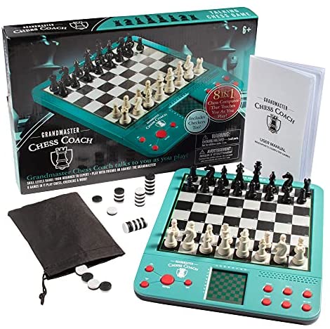 Grandmaster Electronic Magnetic Talking Chess Set Game - Play 2 Player or Against Beginner to Expert Computer- 12 Chess Modes, 30 Skill Levels Plus 8 Different Games for Adults and Kids