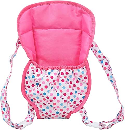 KOOKAMUNGA KIDS Baby Doll Carrier | Padded and Soft Front Doll Sling Carrier | For Dolls Up To 18 Inches | Adjustable to Fit Any Child (Pink Unicorn Pattern)