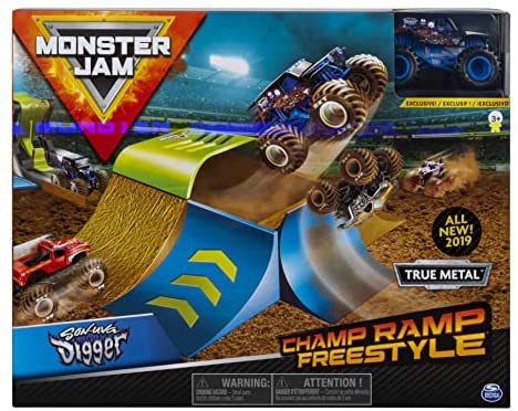 Monster Jam, Official Champ Ramp Freestyle Playset Featuring Exclusive 1:64 Scale Die-Cast Son-uva Digger Monster Truck, Kids Toys for Boys