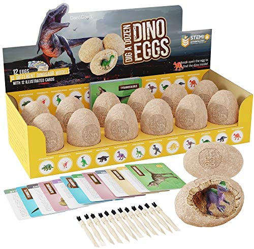 Dig a Dozen Dino Egg Dig Kit - Easter Egg Dinosaur Toys for Kids - Dig up 12 Eggs & Discover Surprise Dinosaurs. Science STEM Activities - Educational Gifts for Boys & Girls Age 3-5 5-7 8-12 Year Old