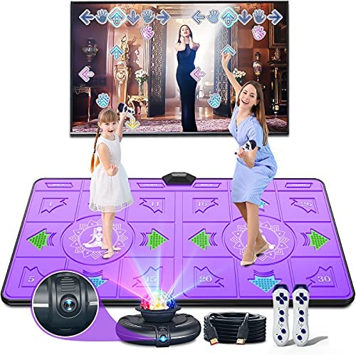 Electronic Dance Mats,Dance Mat Double Game for Kids and Adults with Massage Button,Indoor Portable Musical Dancing Mat with 100 Plus Games and Disco Ball Host for HDMI TV (Purple)