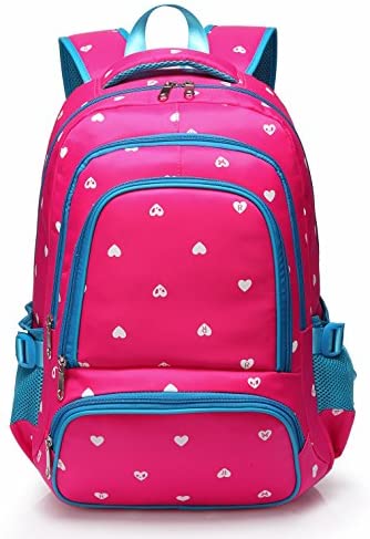 Lightweight Girls School Bags for Kids Backpack for Junior Students Child Shoulder Bag Back Pack(Rose Red & Blue)