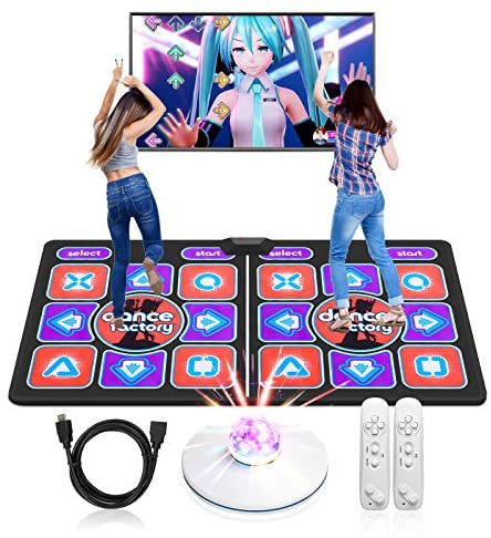 UeeVii Double Dance Mat for Kids Adults,Multi-Function Games &Music for HDMI TVs,Double Classic Wireless Dancer Blanket Pads,Yoga Fitness Double Dancing Step Floor Mat with MV/3D/Cartoon Mode,Non-Slip
