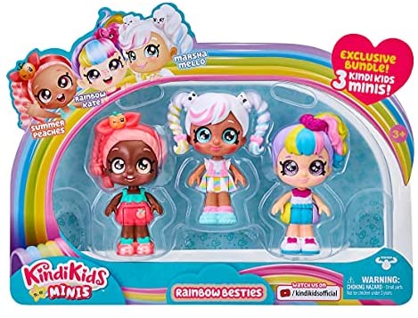 Kindi Kids Minis - Rainbow Besties - 3 Pack Collectible Posable Bobble Head Figure