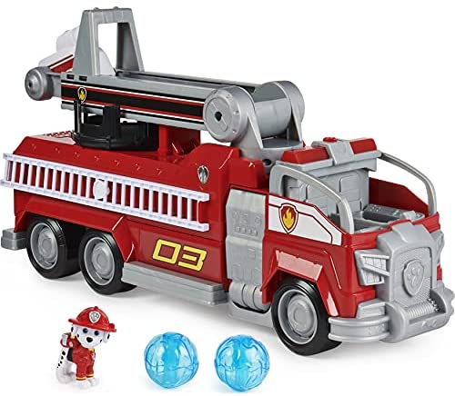 PAW Patrol, Marshall’s Transforming Movie City Fire Truck with Extending Ladder, Lights, Sounds and Action Figure, Kids Toys for Ages 3 and up
