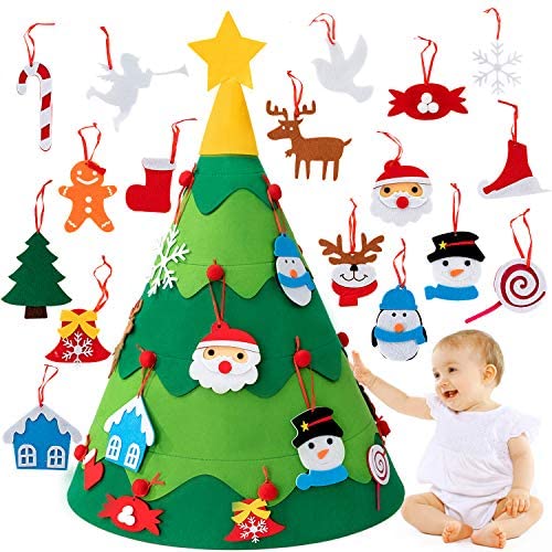 HBlife 3D DIY Felt Christmas Tree Set Christmas Decorations Clearance, Xmas Wall Hanging Ornaments Gifts for Kids Christmas Home Door Decorations