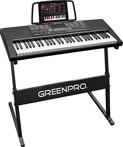 GreenPro 61 Key Portable Electronic Piano Keyboard LED Display with Adjustable Stand and Music Notes Holder
