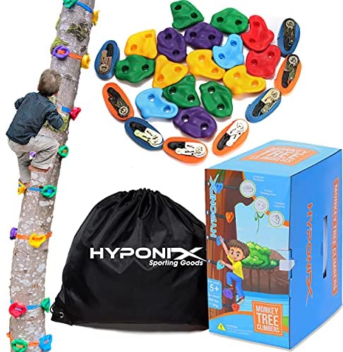 Hyponix Ninja Tree Climbing Kit – 16 Rock Climbing Holds for Kids 8 Ratchets – Ninja Tree Climber – Tree Climbing for Kids Outdoor – Ninja Warrior Obstacle Course – Outdoor Play – Outdoor Toys
