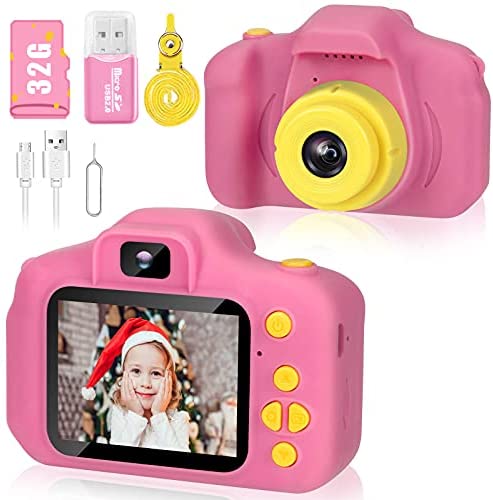 Desuccus Kids Camera Toys for Girls Camera for Kids Little Girls Digital Camera Toy Video Recorder for Girls Christmas Birthday Gifts for Girls Age 3-8 Year Old 32GB SD Card 5 Fun Games(Pink)