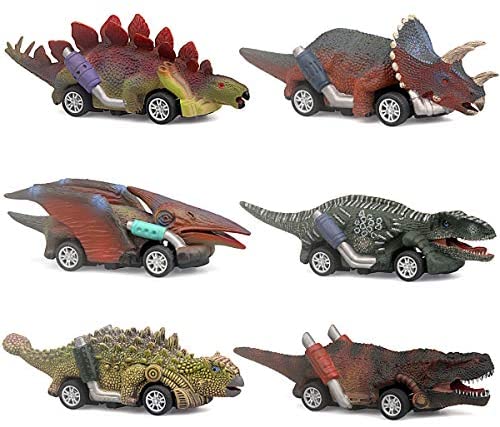 Dinosaur Toy car,boy Toys Age 3 to 12 Toy Dinosaur 5.3 Inch Toys for 3,4,5,6,7,8,9,10,11,12 Year Old Boys Full-Form Dino car Toy,6 Pack
