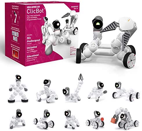ClicBot Coding Robot Kits for Kids, STEM Educational Toys for Programming with Remote Control, Blocks Robot with Touch Screen for Age 8+ (Maker Kit)