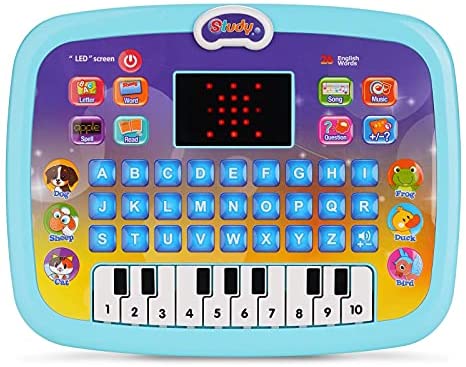 CYZAM Baby Tablet Toy for 1 2 3 Years Old Boys Girls, Educational Learning Toys with Light and Music, Interactive Toy for Numbers, Alphabet, Animals and Maths, Gift for Infants Toddlers Kids