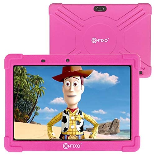 Contixo Kids Tablet K101A, 10-inch HD, ages 3-7 Toddler Tablet with Camera, Parental Control, Android 10, 16GB, WiFi, Learning Tablet for Children with Teachers Approved Apps and Kid-Proof Case, Pink