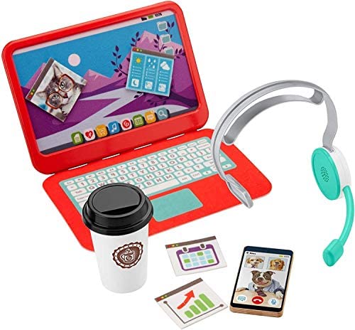 Fisher-Price My Home Office, pretend work station 8-piece play set for preschool kids ages 3 years and up