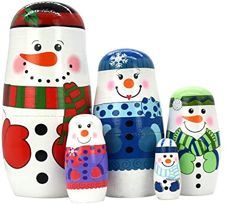 Nesting Dolls Russian Matryoshka Wood Stacking Nested Set for Kids Handmade Toys for Children Kids Christmas Birthday Decoration Halloween Wishing Gifts