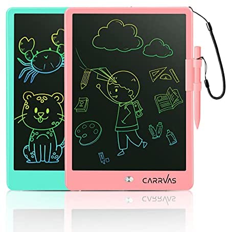 LCD Writing Tablet CARRVAS 2 Pack 10 Inch Colorful Drawing Pad for Kids Erasable Reusable Electronic Doodle Board Educational Learning Toy Gifts for Boys Girls Home School