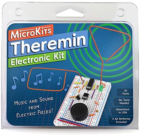 MicroKits Theremin Electronics Kit | Educational Electronic Music STEAM/STEM Kits for Kids or Adults | No Tools Needed Easy to Build Breadboard Kit