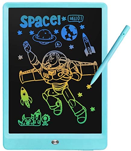 Derabika Toys for 3 4 5 2 Year Old Boys Girls, 10inch LCD Writing Tablet Color Drawing Board for Kids, Toddler Toys Birthday Christmas Gifts Educational Toys Homeschool Supplies for Age 2-6 (Blue)