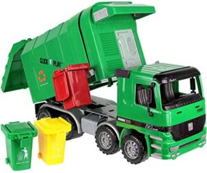 Click N' Play Friction Powered Garbage Truck Toy with Garbage Cans Vehicle , Green