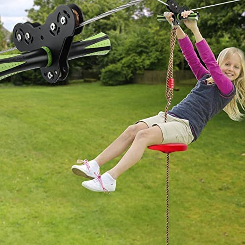 DEDAYL 100 Foot Zip Line Kit for Kid，Ziplines for Backyard Kids Adult Play Set with Stainless Steel Spring Brake and Seat