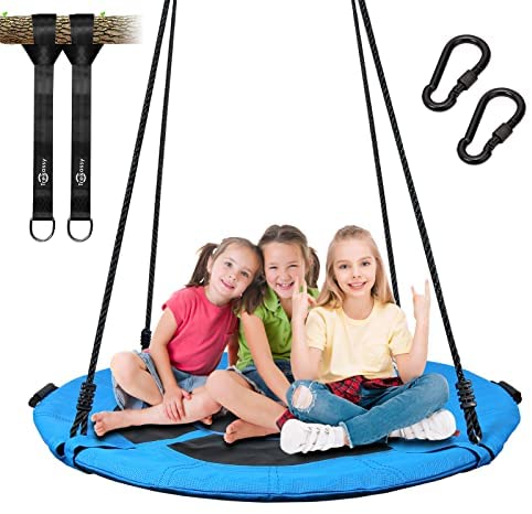 Trekassy 660lb Saucer Tree Swing for Kids Adults 40 Inch Waterproof Frame , 2 Tree Hanging Straps