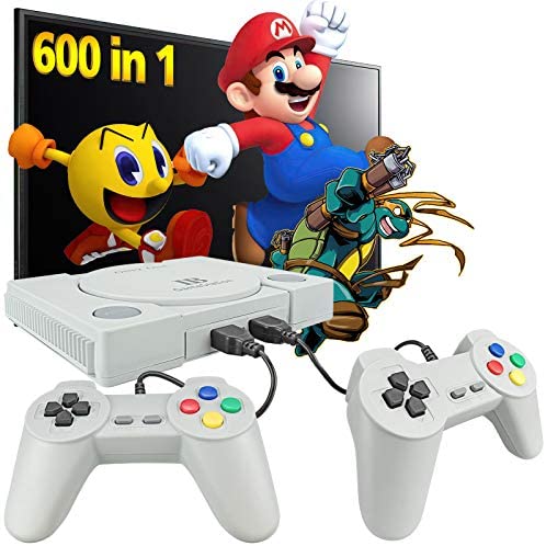 Fadist Retro Game Console, Built in 600 Games, Classic Video Game Console, with 2 Classic Controllers, AV Output Plug and Play Games Console, Ideal Gift for Kids, Adult, Friend, Lover