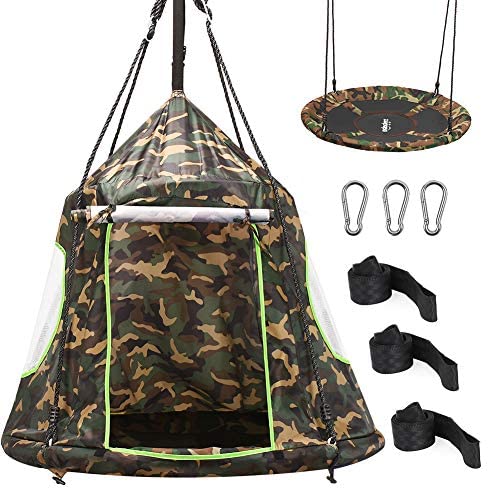 Hanging Tree Tent, 2 in 1 Detachable Saucer Tree Swing Play Tent for Kids for Indoor Outdoor Use, Tree Straps Included