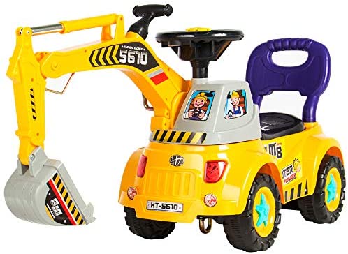 Best Choice Products Kids Excavator Ride-On, Foot-to-Floor Toy Construction Truck w/ Garden Set, Lights, Music, Storage